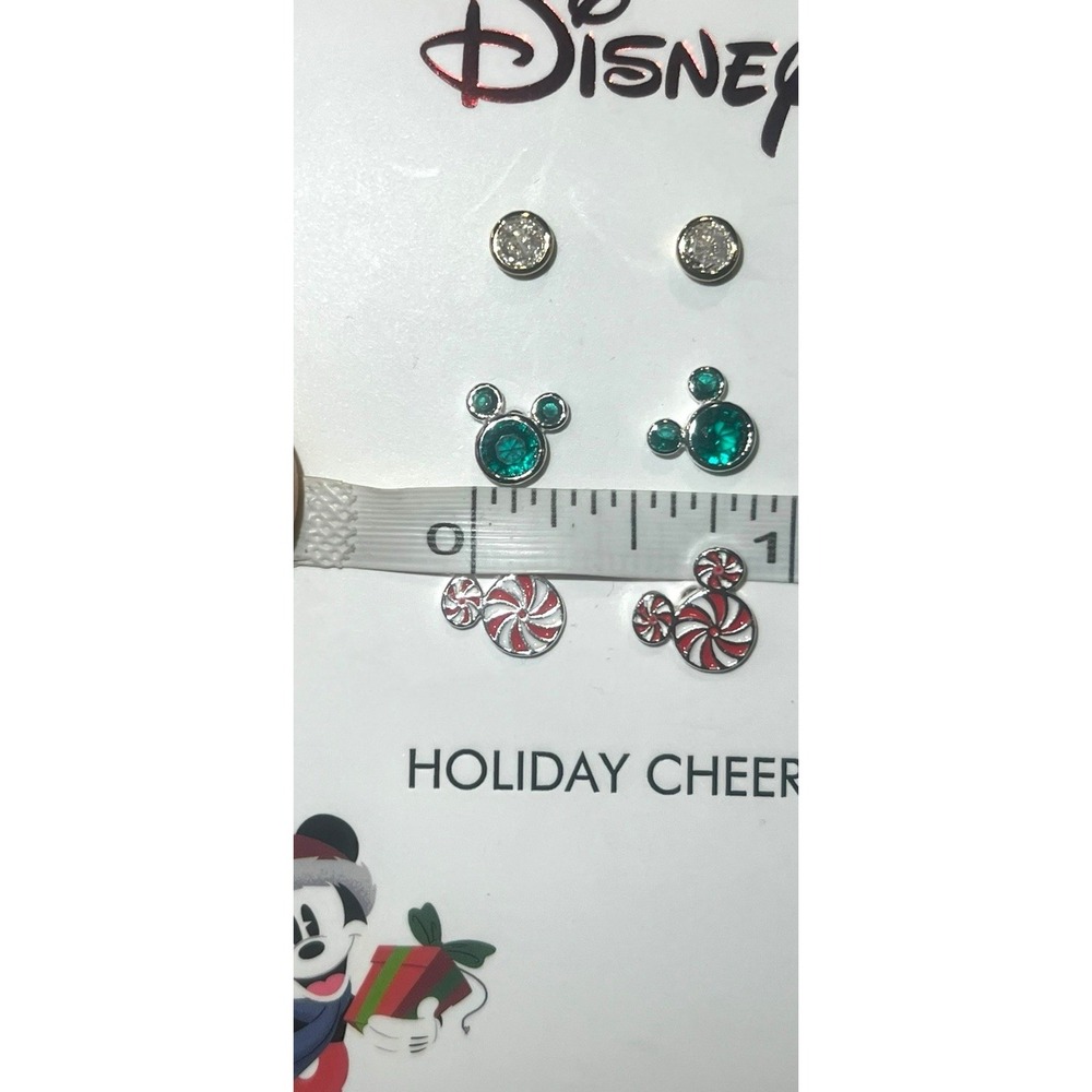 Disney Mickey Mouse Holiday Cheer Christmas Stud Earrings Set NWT 3 Pair - Picture 5 of 7